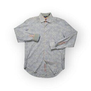 Vintage Robert Graham Floral Button‎ Up Long Sleeve Flip Cuff Shirt Mens Medium